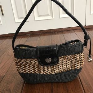 Classic Black and Tan Wicker Weave Brighton Purse